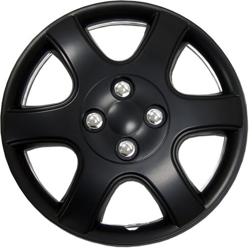 Tuningpros WC-14-5888-B - حزمة من 4 أغطية محورية - أغطية عجلات من النوع الأسود غير اللامع مقاس 14 بوصة (منبثقة) in Saudi Arabia