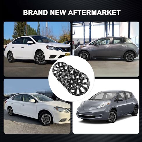 أغطية المحور متوافقة مع Nissan Leaf 2011-2025؛ Nissan SENTRA 2013-2019، أغطية عجلات مقاس 16 بوصة؛ مجموعة من 4 عبوات (أسود لامع) in Saudi Arabia