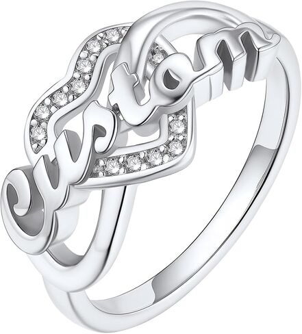 خاتم Custom4U الأولي لخواتم وعدها اللانهاية مع أسماء خواتم خطوبة من النحاس الأصفر/S925 من الفضة الاسترليني للنساء مع 5A+ مكعب الزركون 5-12 خاتم هدية لعيد ميلاد الزفاف in Kuwait
