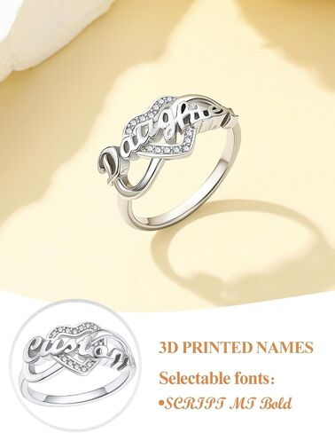 خاتم Custom4U الأولي لخواتم وعدها اللانهاية مع أسماء خواتم خطوبة من النحاس الأصفر/S925 من الفضة الاسترليني للنساء مع 5A+ مكعب الزركون 5-12 خاتم هدية لعيد ميلاد الزفاف in Kuwait