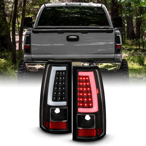 AKKON - Fits 2003-2006 Chevy Silverado 1500/2500/3500/1500HD/2500HD 2007 Classic [C-Tube] Black Tail Lights Brake Lamp Fleetside in Saudi Arabia