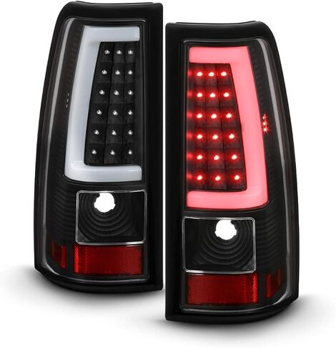 AKKON - Fits 2003-2006 Chevy Silverado 1500/2500/3500/1500HD/2500HD 2007 Classic [C-Tube] Black Tail Lights Brake Lamp Fleetside in Saudi Arabia