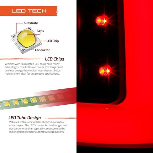 AKKON - Fits 2003-2006 Chevy Silverado 1500/2500/3500/1500HD/2500HD 2007 Classic [C-Tube] Black Tail Lights Brake Lamp Fleetside in Saudi Arabia