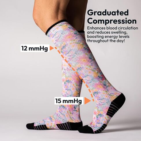 Viasox Compression Socks for Women and Men, Knee High Socks 12-15 mmhg Circulation Support for Flight, Travel, Daily in Kuwait