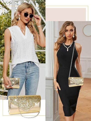 7Pcs Gold/Silver Rhinestone Jewelry Set for Women Prom Jewelry with Evening Clutch Purse, Bling Bracelets, Rhinestone Necklace and Earrings for Party Wedding Formal Bride Prom in Saudi Arabia