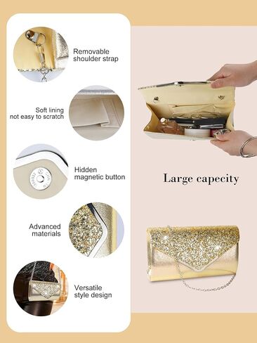 7Pcs Gold/Silver Rhinestone Jewelry Set for Women Prom Jewelry with Evening Clutch Purse, Bling Bracelets, Rhinestone Necklace and Earrings for Party Wedding Formal Bride Prom in Saudi Arabia