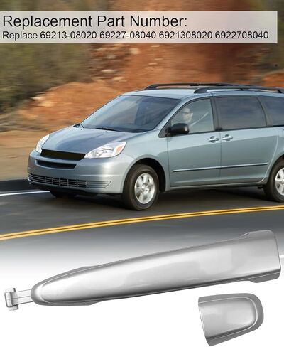 Sliding Door Handle Rear Left or Right Side Fit for Toyota Sienna 2004 2005 2006 2007 2008 2009 2010, Replace 69213-08020 69227-08040 Silver in Saudi Arabia