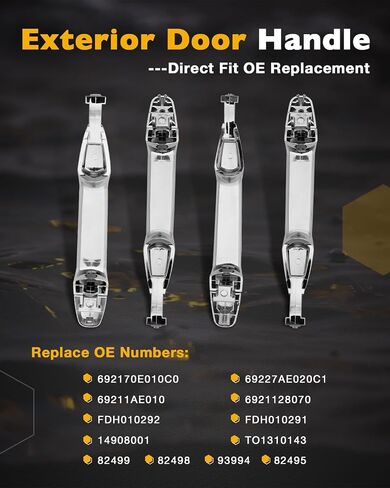 Exterior Door Handle Set Chrome (4PCS), Compatible with 2003-2017 Toyota Camry/Tacoma/Sienna/4Runner/Avalon/Highlander, Lexus GX470/RX330/RX350/RX400h Base, Front & Rear Left & Right, OE# 69211AE010 in Saudi Arabia