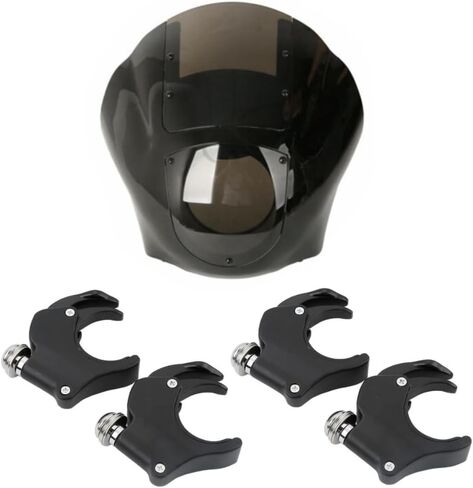 Quarter Fairing Smoke Windshield 49mm Clamps Fits -(Black) -(ABS plastic body and windshield) Easy to install in Saudi Arabia