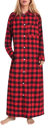 Latuza Women's Button Down Flannel Nightgown Long Sleeve Full Length in Kuwait