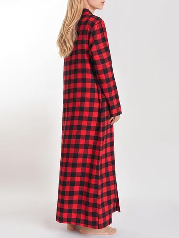 Latuza Women's Button Down Flannel Nightgown Long Sleeve Full Length in Kuwait