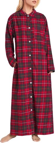 Latuza Women's Button Down Flannel Nightgown Long Sleeve Full Length in Saudi Arabia