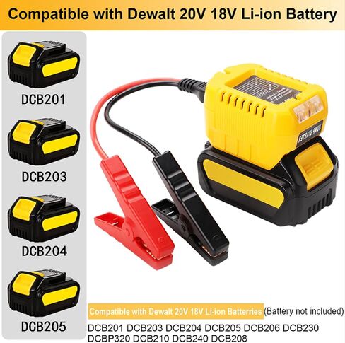 جهاز Jump Starter متوافق مع أدوات Dewalt 20V - كابل Jump Starter 11AWG عالي التحمل (1.2 قدم)، معزز بطارية السيارة باستخدام بطاريات أدوات الطاقة (البطارية غير متضمنة) in Saudi Arabia