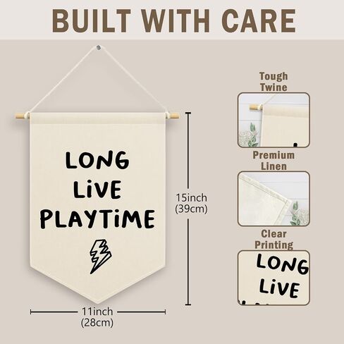 Long Live Playtime Boys Kids Room Decor, Playroom Banner Canvas, Nursery Rustic Wall Hanging Frame Decor Art Pennant Flag for Toddler Room Preschool Dorm Little Boy 11x15in in Saudi Arabia