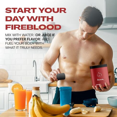 The Fireblood Supplements, Multivitamins, Multi-Mineral, Amino Acid Organic Blend | multivitamin for Men, K2 Vitamin | Boost Masculinity, Boost Energy, Heart Health | 300g Bottle, 30 Day Supply in Saudi Arabia
