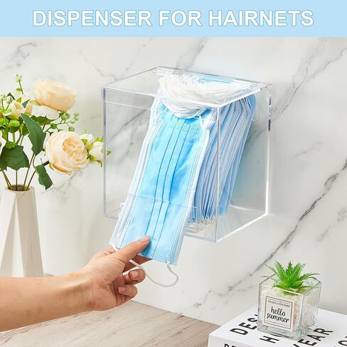 Kathfly 4 Pcs Acrylic Dispenser Wall Mount 6.9 x 6.7 x 5 Inch Beard Net Hair Net Holder Clear Acrylic Holder for Shoe Cover Glove in Kuwait