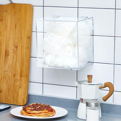 Kathfly 4 Pcs Acrylic Dispenser Wall Mount 6.9 x 6.7 x 5 Inch Beard Net Hair Net Holder Clear Acrylic Holder for Shoe Cover Glove in Kuwait