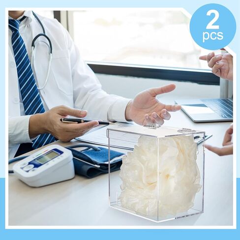 Kathfly 4 Pcs Acrylic Dispenser Wall Mount 6.9 x 6.7 x 5 Inch Beard Net Hair Net Holder Clear Acrylic Holder for Shoe Cover Glove in Kuwait