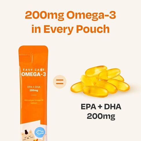 Easy Care Omega-3 Supplement for Cats – Skin & Coat Support with EPA + DHA 200mg, 30 Sticks in Saudi Arabia