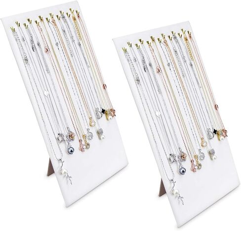 MOOCA 2 Pcs Set Lightweight Premium Black Velvet Chain Display with Easel Necklace Display Stand, Jewelry Storage Holder for Chain, 7 5/8 W x 14 1/8 H in, Black Velvet in Kuwait