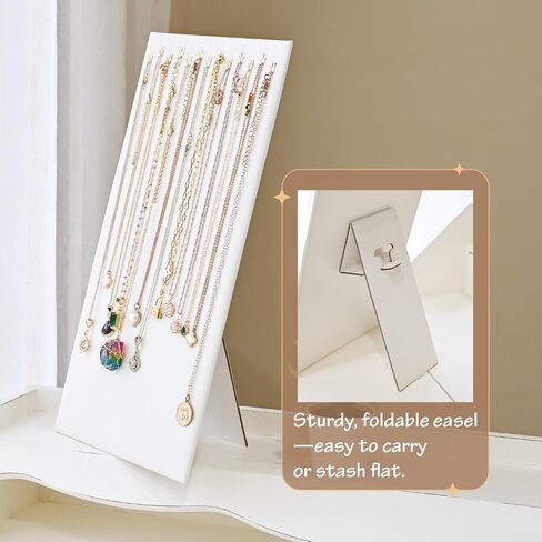 MOOCA 2 Pcs Set Lightweight Premium Black Velvet Chain Display with Easel Necklace Display Stand, Jewelry Storage Holder for Chain, 7 5/8 W x 14 1/8 H in, Black Velvet in Kuwait