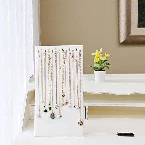 MOOCA 2 Pcs Set Lightweight Premium Black Velvet Chain Display with Easel Necklace Display Stand, Jewelry Storage Holder for Chain, 7 5/8 W x 14 1/8 H in, Black Velvet in Kuwait