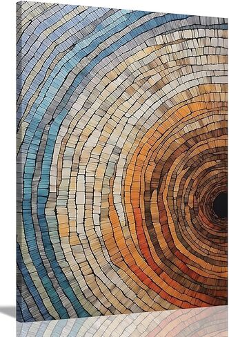 IBHJSART Framed Tree Ring Canvas Wall Art Abstract Colorful Wood Stump Decor Painting Prints Modern Minimalist Pictures Neutral Nature Rustic Farmhouse Living Room Bedroom Bathroom Office in Saudi Arabia