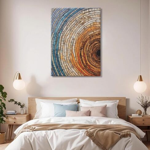 IBHJSART Framed Tree Ring Canvas Wall Art Abstract Colorful Wood Stump Decor Painting Prints Modern Minimalist Pictures Neutral Nature Rustic Farmhouse Living Room Bedroom Bathroom Office in Saudi Arabia