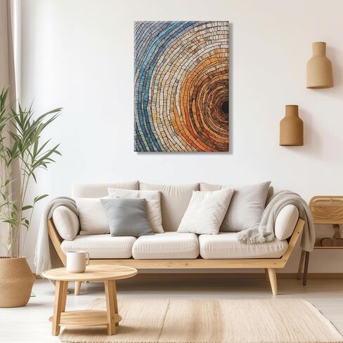 IBHJSART Framed Tree Ring Canvas Wall Art Abstract Colorful Wood Stump Decor Painting Prints Modern Minimalist Pictures Neutral Nature Rustic Farmhouse Living Room Bedroom Bathroom Office in Saudi Arabia