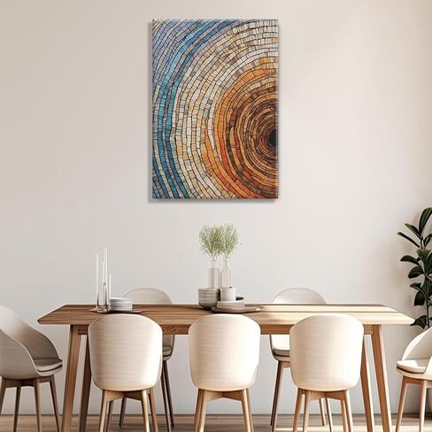 IBHJSART Framed Tree Ring Canvas Wall Art Abstract Colorful Wood Stump Decor Painting Prints Modern Minimalist Pictures Neutral Nature Rustic Farmhouse Living Room Bedroom Bathroom Office in Saudi Arabia
