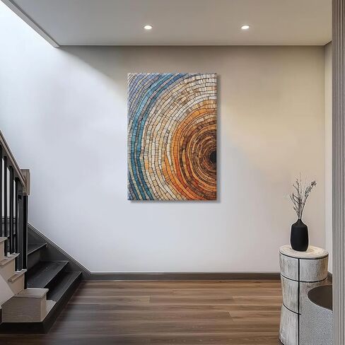 IBHJSART Framed Tree Ring Canvas Wall Art Abstract Colorful Wood Stump Decor Painting Prints Modern Minimalist Pictures Neutral Nature Rustic Farmhouse Living Room Bedroom Bathroom Office in Saudi Arabia