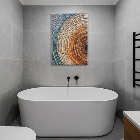 IBHJSART Framed Tree Ring Canvas Wall Art Abstract Colorful Wood Stump Decor Painting Prints Modern Minimalist Pictures Neutral Nature Rustic Farmhouse Living Room Bedroom Bathroom Office in Saudi Arabia