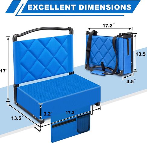 1pcs Stadium Seats with Back Support Cushion, Folding Stadium Seats for Bleachers Hold up 400lbs, Wide Bleacher Seat with Shoulder Strap & Handle Perfect for Sports Events in Saudi Arabia
