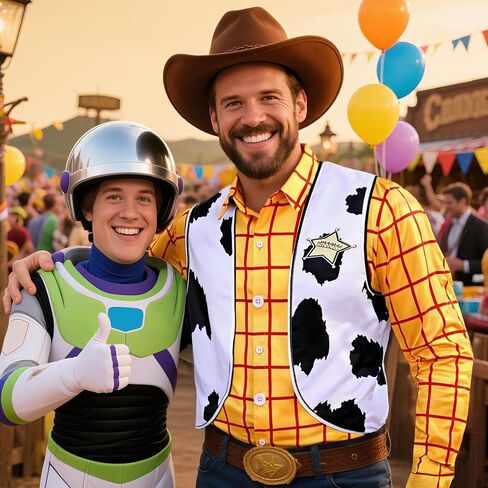 Cowboy Costume for Men with Yellow Plaid Button Down Shirt Men Cowboy Vest Cow Print Vest Halloween Western Outfit in Saudi Arabia
