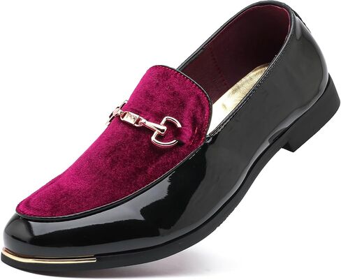 LCQL Men's Luxury Velvet Loafers Patent Leather Oxford Classic Gold Buckle Business Party Prom Club Dress Shoes Size 7-13 in Kuwait