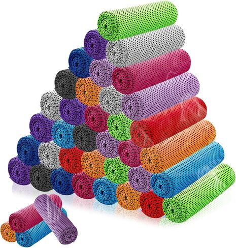 LUYI 40 Pack Cooling Towels for Neck and Face Ice Towel Cold Sports Towel Bulk Microfiber Soft Breathable Sweat Cooling Towel for Gym Yoga Golfers Workout Out Sports Hot Weather Heat(32"x12") in Kuwait