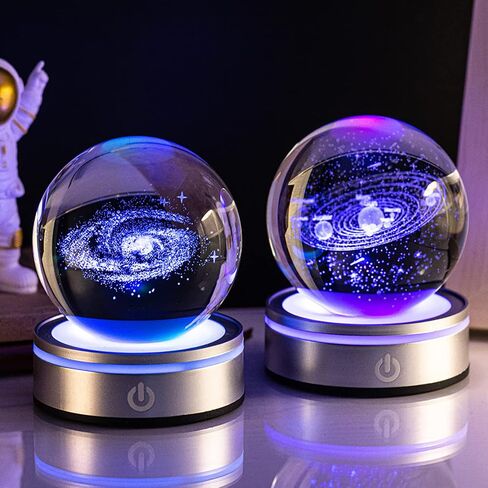 3D Solar System Crystal Ball with LED Colorful Lighting Touch Base, Solar System Model Decor Science Astronomy Gifts God Bless The World Easter Religious Space Gifts Decor in Saudi Arabia