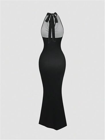 GORGLITTER Women's Cowl Halter Tie Neck Backless Fishtail Maxi Dress Formal Cocktail Long Dresses 2025 Elegant Classy in Saudi Arabia
