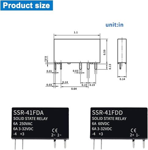 مرحل الحالة الصلبة مرحل رفيع SSR عدم الاتصال DC إلى AC DC إلى DC SSR-41FDA SSR-41FDD DIN مرحل السكك الحديدية 6A (1 قطعة فقط SSR DA) in Saudi Arabia
