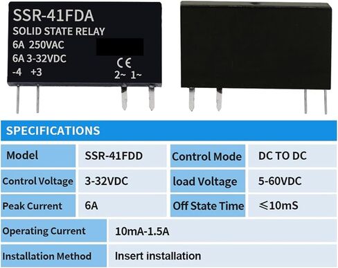 مرحل الحالة الصلبة مرحل رفيع SSR عدم الاتصال DC إلى AC DC إلى DC SSR-41FDA SSR-41FDD DIN مرحل السكك الحديدية 6A (1 قطعة فقط SSR DA) in Saudi Arabia