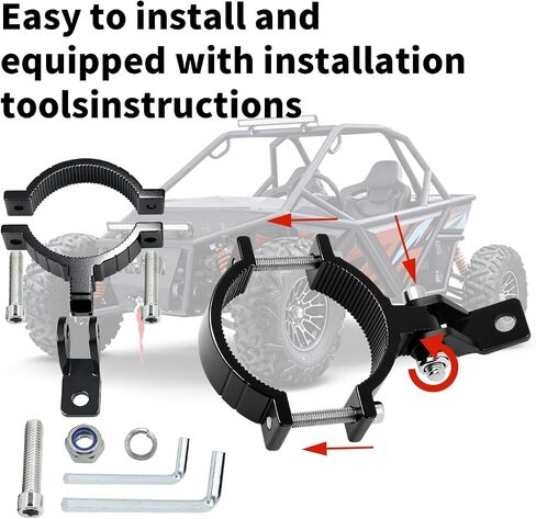 YTT 2PCS UTV Whip Light Mount,Aviation Aluminum Whip Flag Mounts, Off-Road LED Light Bar Mounting Bracket，Rotating Adjustable Off-Road Light Bar Moun Fit 1.57"-2.56" Roll Cage in Saudi Arabia