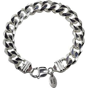 سلسلة ربط كوبية من الفضة الإسترلينية عيار 925، سوار وقلادة سلسلة صلبة إيطالية الصنع للرجال والنساء - (يتضمن صندوق هدايا من الجلد الفاخر) in Kuwait