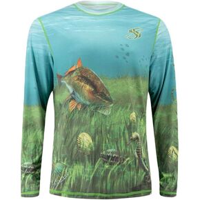 Salty Scales Scallop/Snorkeling Reversible Fishing Shirt for Men, UPF Performance Clothing in Saudi Arabia