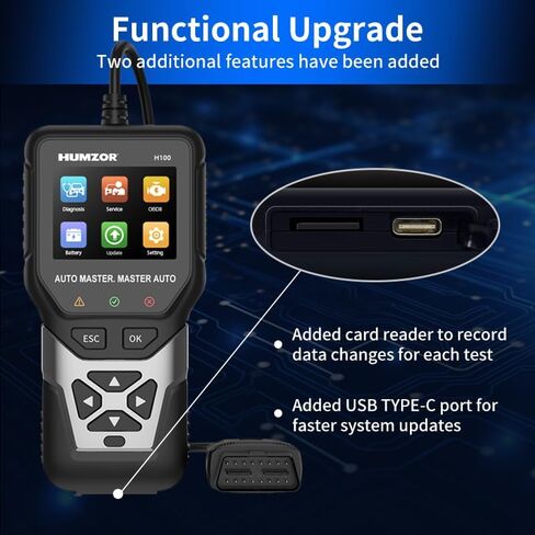 V550 Obd2-Scanner، جهاز اختبار البطارية، أداة تشخيص السيارة المحسنة لقراءة رموز أخطاء المحرك ومسحها، أداة مسح ضوئي لجميع سيارات OBD2 1996+، 40,000+DTC، بيانات حية (أسود) in Saudi Arabia