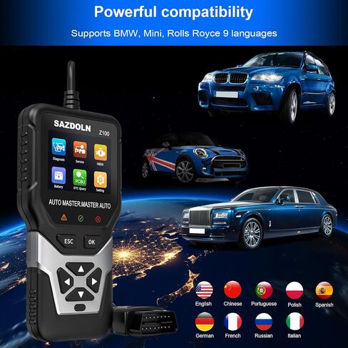 V550 Obd2-Scanner، جهاز اختبار البطارية، أداة تشخيص السيارة المحسنة لقراءة رموز أخطاء المحرك ومسحها، أداة مسح ضوئي لجميع سيارات OBD2 1996+، 40,000+DTC، بيانات حية (أسود) in Saudi Arabia