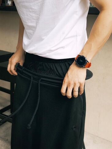 Double Waisted Sweatpants Men Y2k Baggy Sweatpants Wide Leg Drawstring Pants Streetwear Vintage Pants Gym Workout in Kuwait