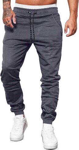 Mens Gym Workout Pants Athletic Joggers Running Sweatpants for Men Bodybuilding with Pockets in Saudi Arabia