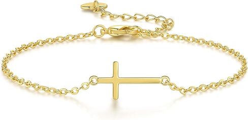 14K Gold Bracelets for Women Gold Bracelet for Womens Reliable Dainty Cross Bracelet for Womens Thin Charm Trendy Cross Bracelets for Women in Saudi Arabia