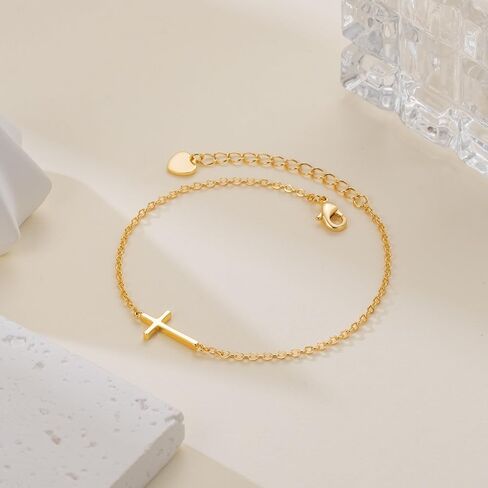 14K Gold Bracelets for Women Gold Bracelet for Womens Reliable Dainty Cross Bracelet for Womens Thin Charm Trendy Cross Bracelets for Women in Saudi Arabia