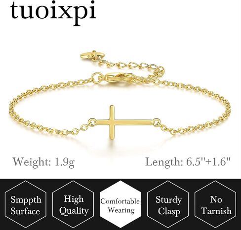 14K Gold Bracelets for Women Gold Bracelet for Womens Reliable Dainty Cross Bracelet for Womens Thin Charm Trendy Cross Bracelets for Women in Saudi Arabia